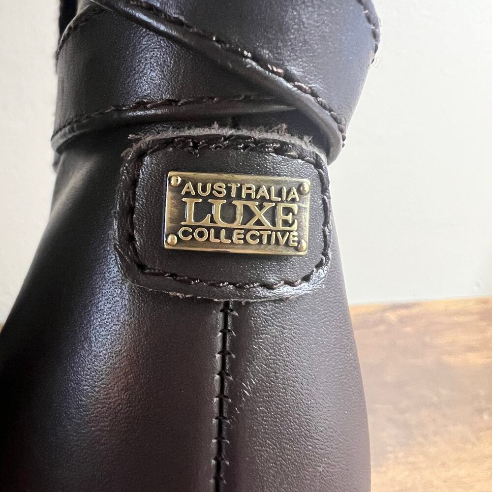 Australia Luxe Collective Mercy Knit Boots 9 Wool Shearling Leather Buckle Block - Picture 6 of 11